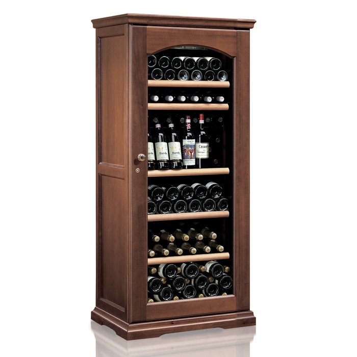 Wooden wine cooler in Solid Walnut 112 bottles 1 cooling zone